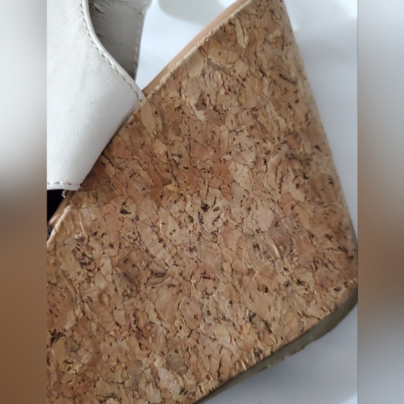 Reaction Kenneth Cole sole less stretchy cork platform wedge sandals heels 9 M - Picture 7 of 15